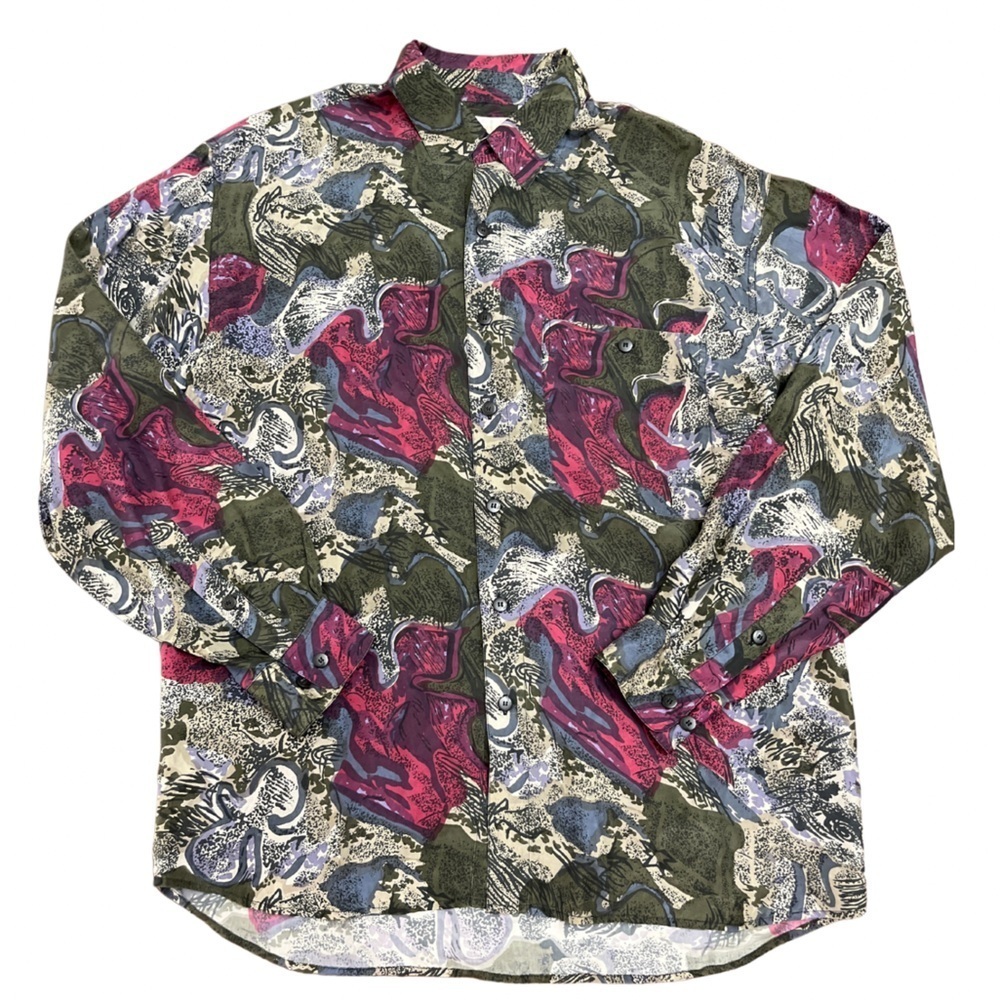 Summa Silk Men’s 100% Silk Button Down Shirt Size Medium Geometric Vintage 90’s